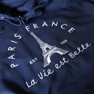 Eiffel Tower embroidered on hoodie