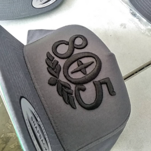 805 raised embroidery grey hat angleview